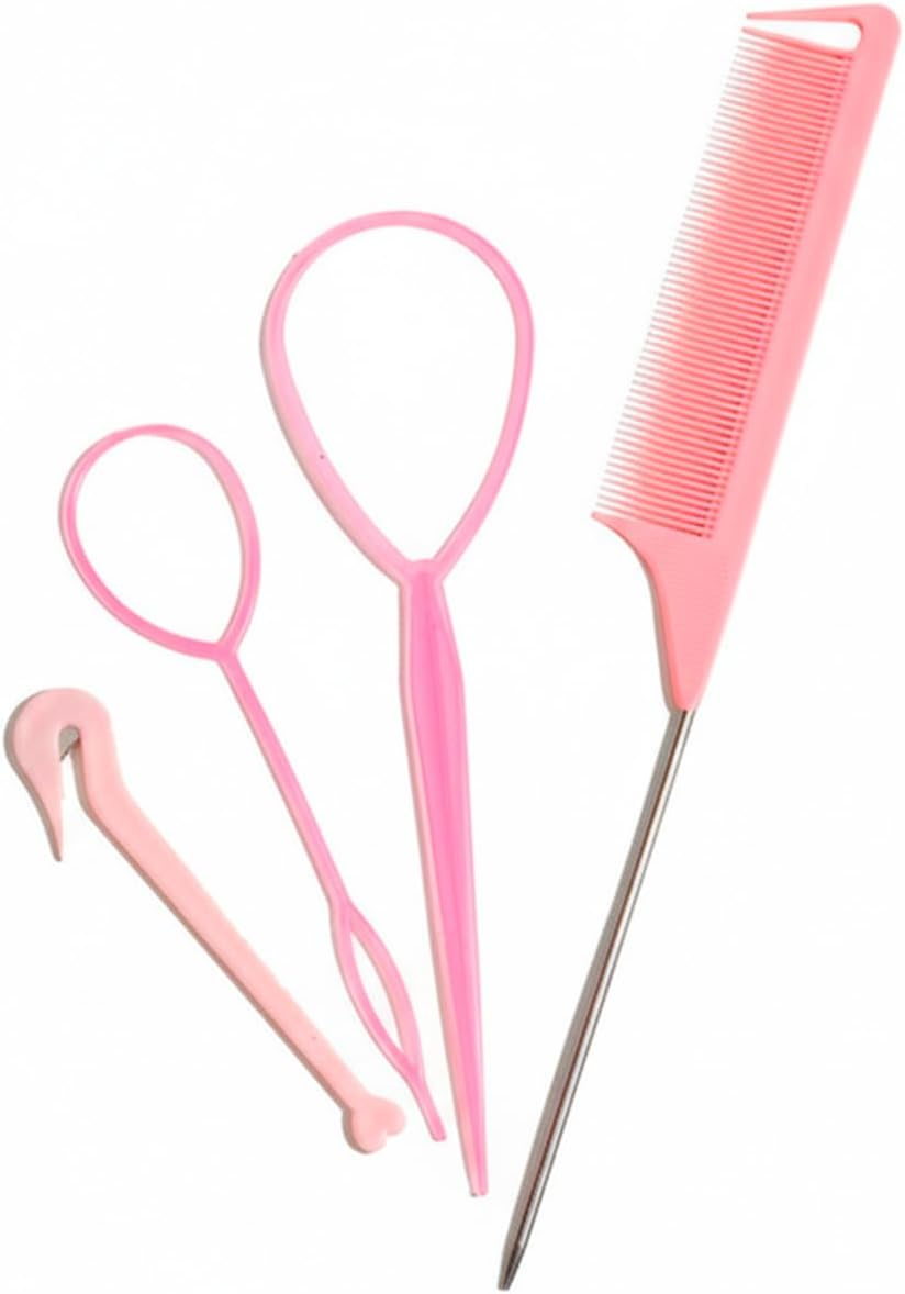 JANGJANG 4Pcs Hair Braiding Tool Kit Professional, Hair Styling Loop Ponytail Maker with French Braid Design, Hair Tail Tool Kit Includes Hook, Comb, and Accessories Ideal for Easy Styling image number 5