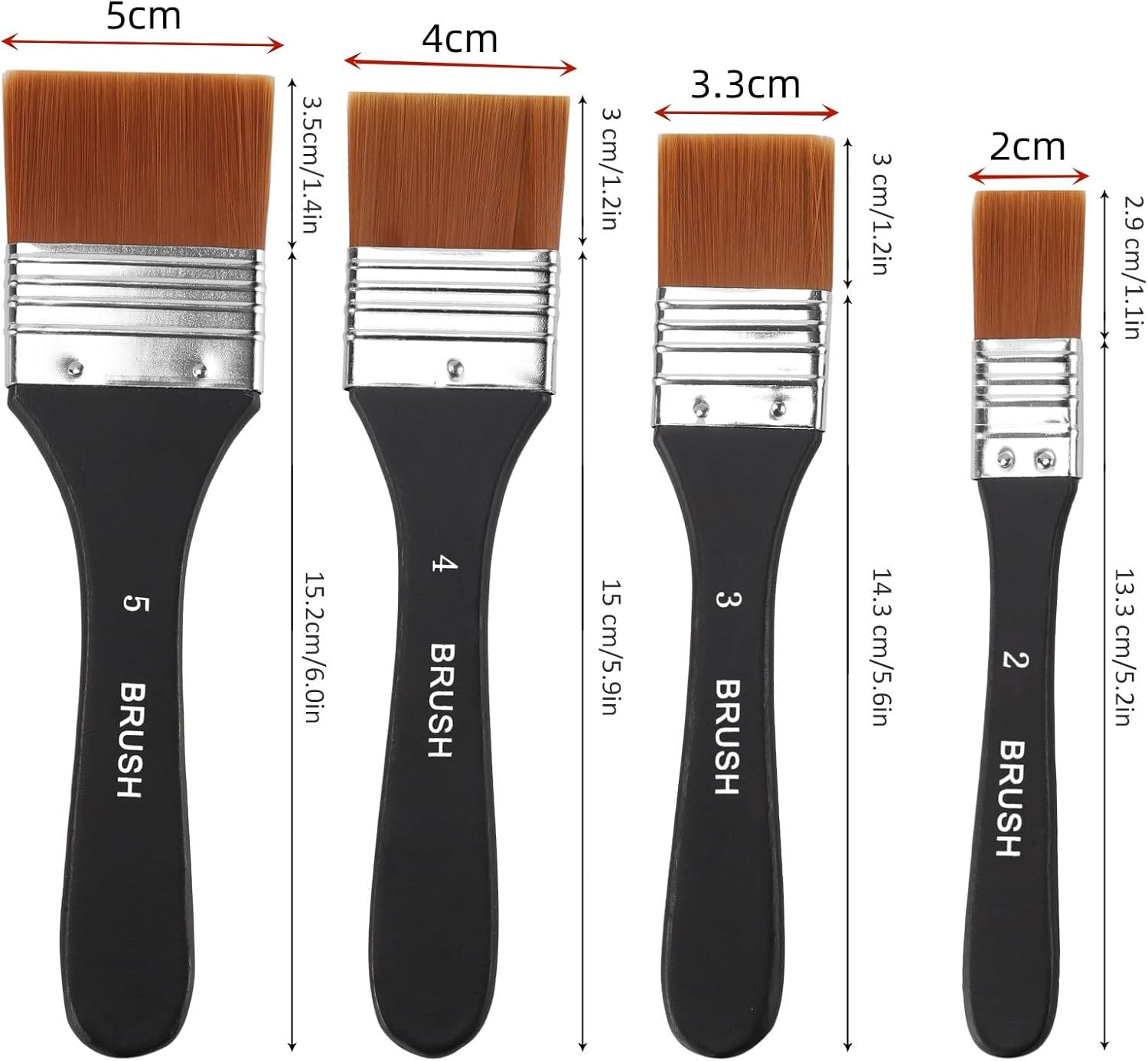 Paint Brushes for Acrylic Paint &ndash; 4 Pcs Set of Premium Artist Brushes, Professional Grade Flat Bristle Nylon Brush, Ergonomic One-Piece Design, Practical and Versatile, Perfect for Home Decoration image number 6