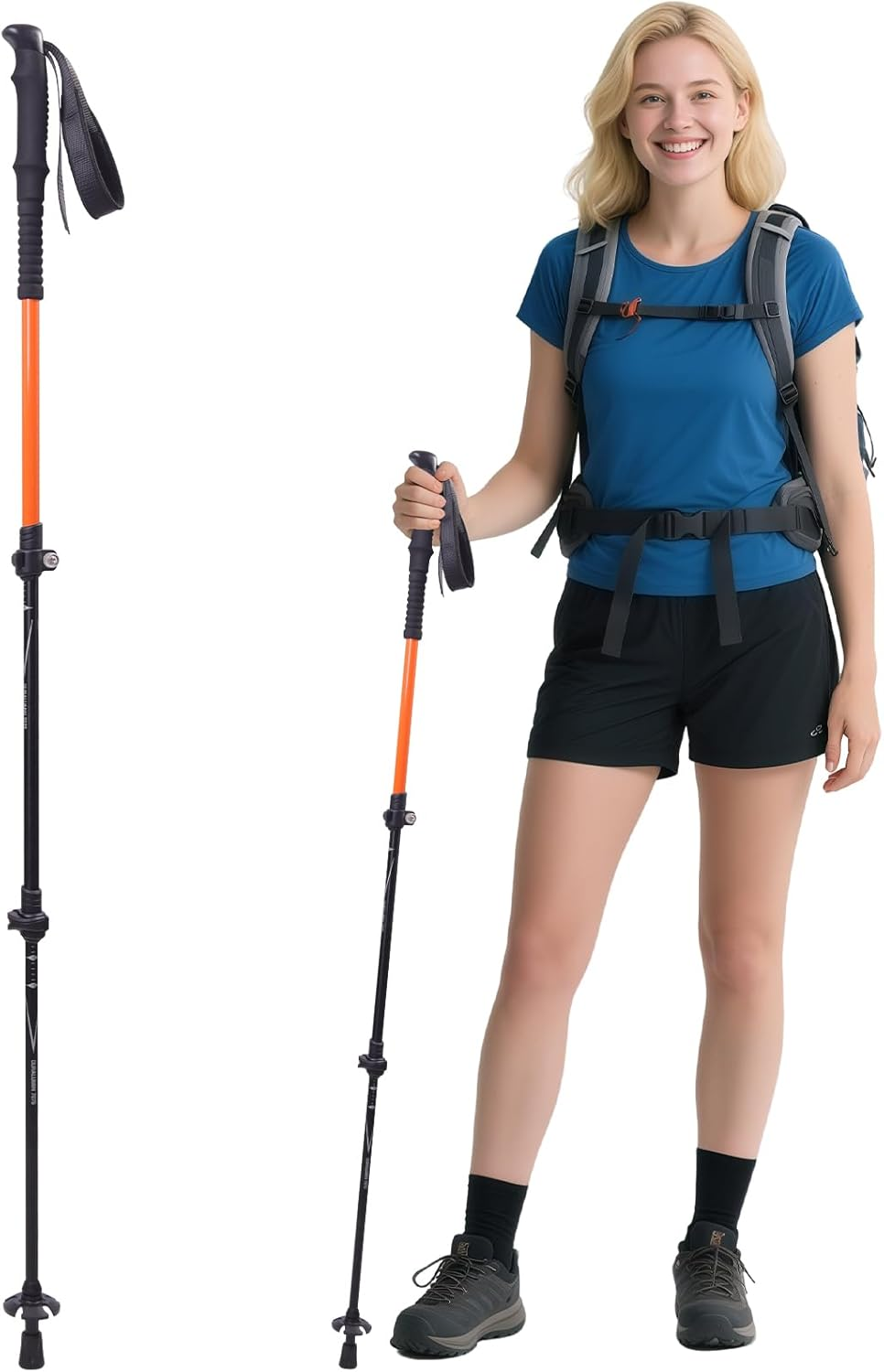 Trekking Poles, Retractable Walking Sticks, 7075 Aluminum Alloy Hiking Poles with Foam Grips and Quick Lock, Suitable for Hiking and Camping (1 Piece) image number 3