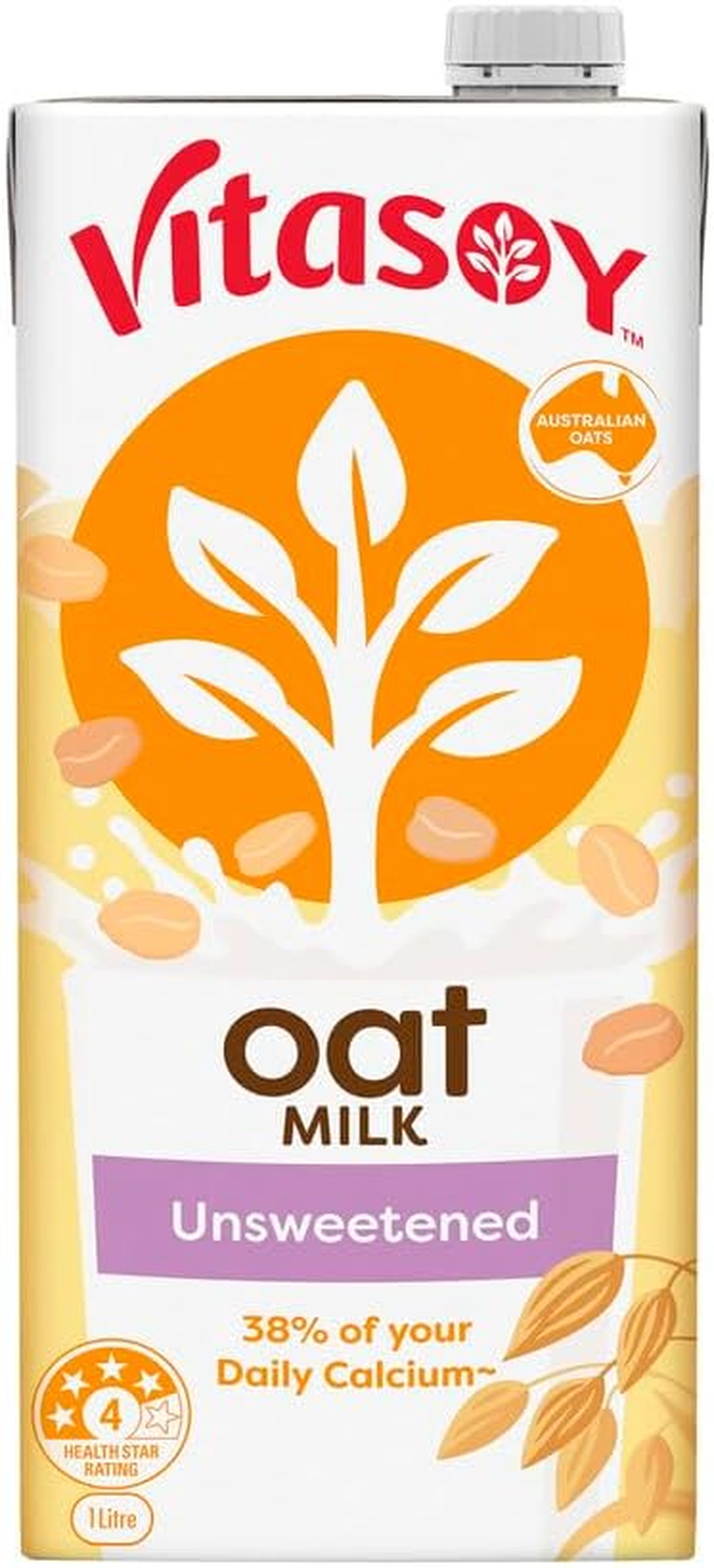 Vitasoy UHT Oatmilk Unsweetened, 1 Litre (Pack of 12)
