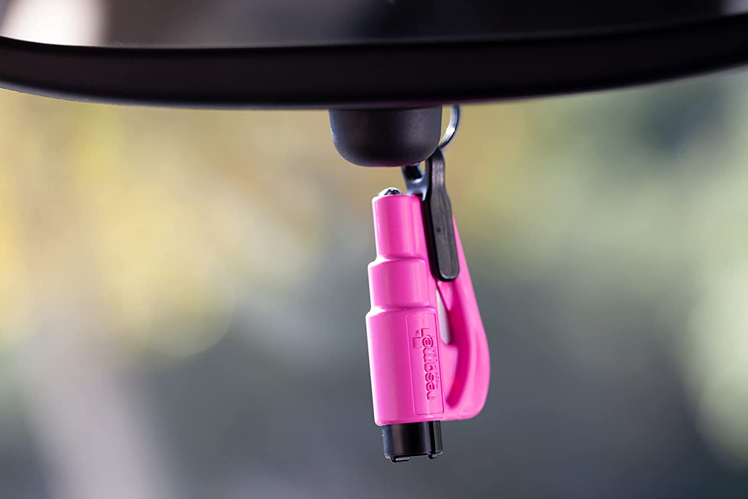 Resqme Accessory Pack the Original Emergency Keychain Car Escape Tool, 2-In-1 Seatbelt Cutter and Window Breaker, Made in USA with Visor Clip, Lanyard, Keyring and Cable Tie - Pink image number 3
