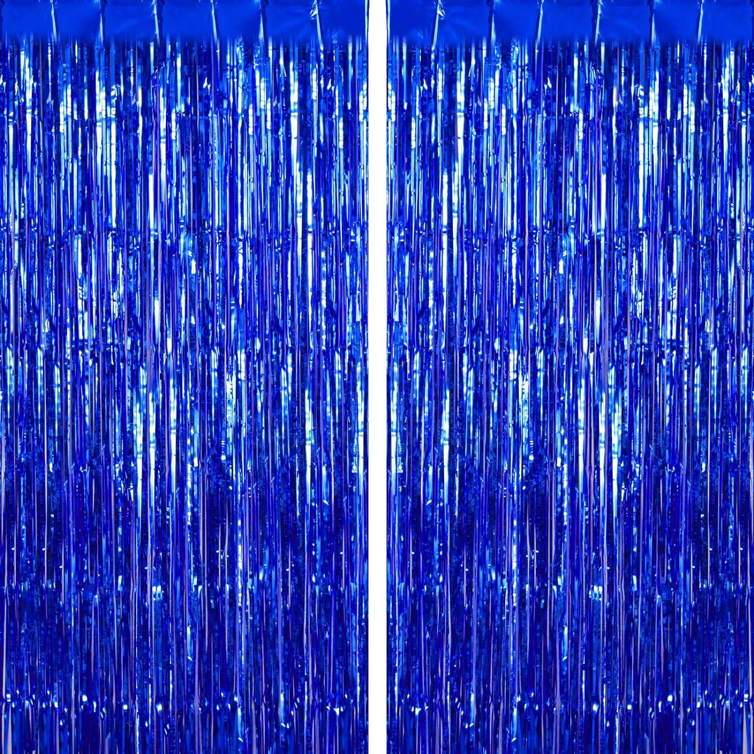 Lake Blue Fringe Curtain Party Decorations 2 Pack, Large Foil Fringe Backdrop Curtains Door Streamers for Birthday Wedding Bridal Shower Holiday Party Decor