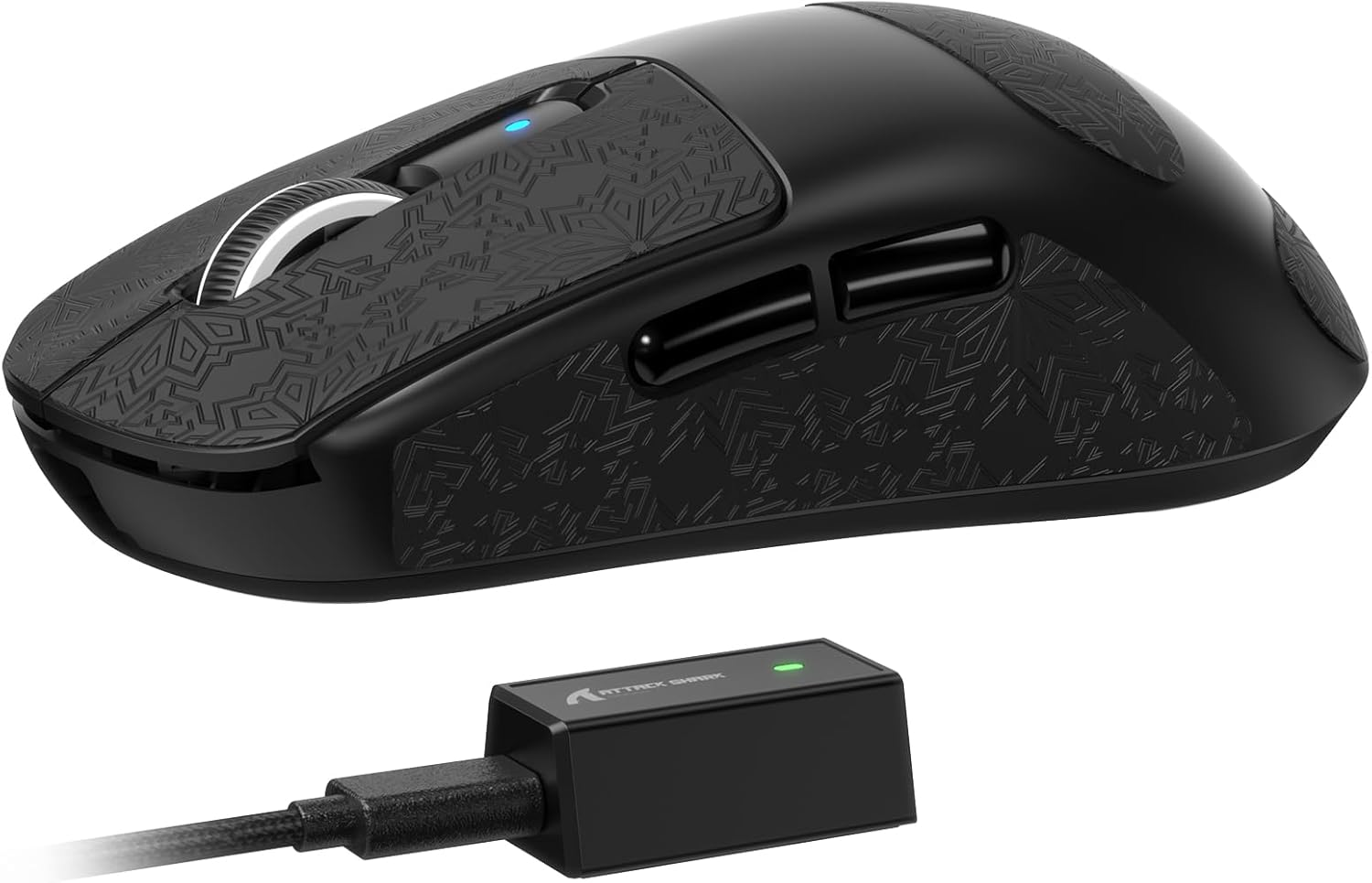 Attack Shark R6 Lightweight Wireless Gaming Mouse,Paw 3950Max Sensor Computer Mouse with Nordic 52480,8Khz Polling,42K Dpl, Optaicl Switch,Usb-C Charging,7 Programmable Buttons(Black & Sticker)