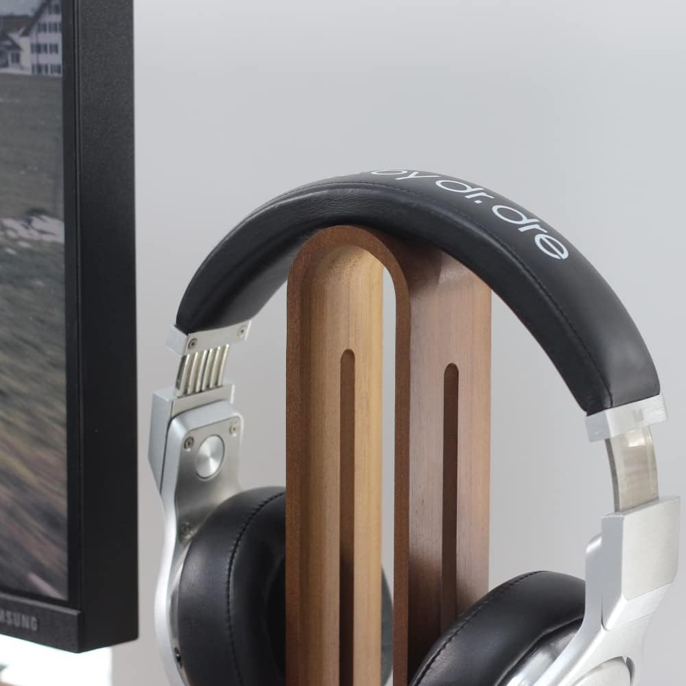 Headphone Stand for Desk,Bright STONE Wood Headset Holder Bamboo & Aluminum Earphone Stand for All Headphones (Grey) image number 4