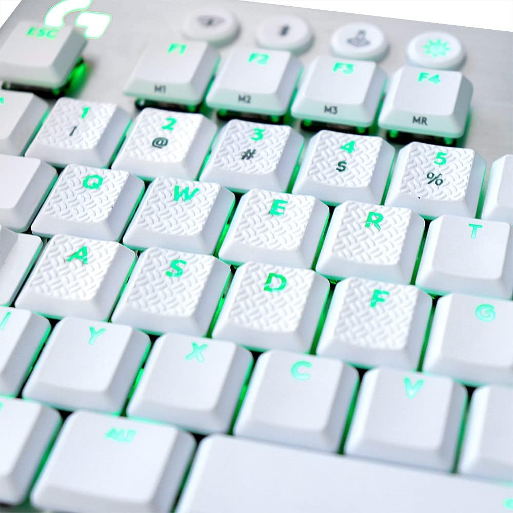 Texture Tactility Backlit Keycaps Key Cap Replacement for GL Tactile Switch Logit G813 G815 G913 G915 TKL RGB Mechanical Gaming Keyboard (13 Keys, White) image number 4