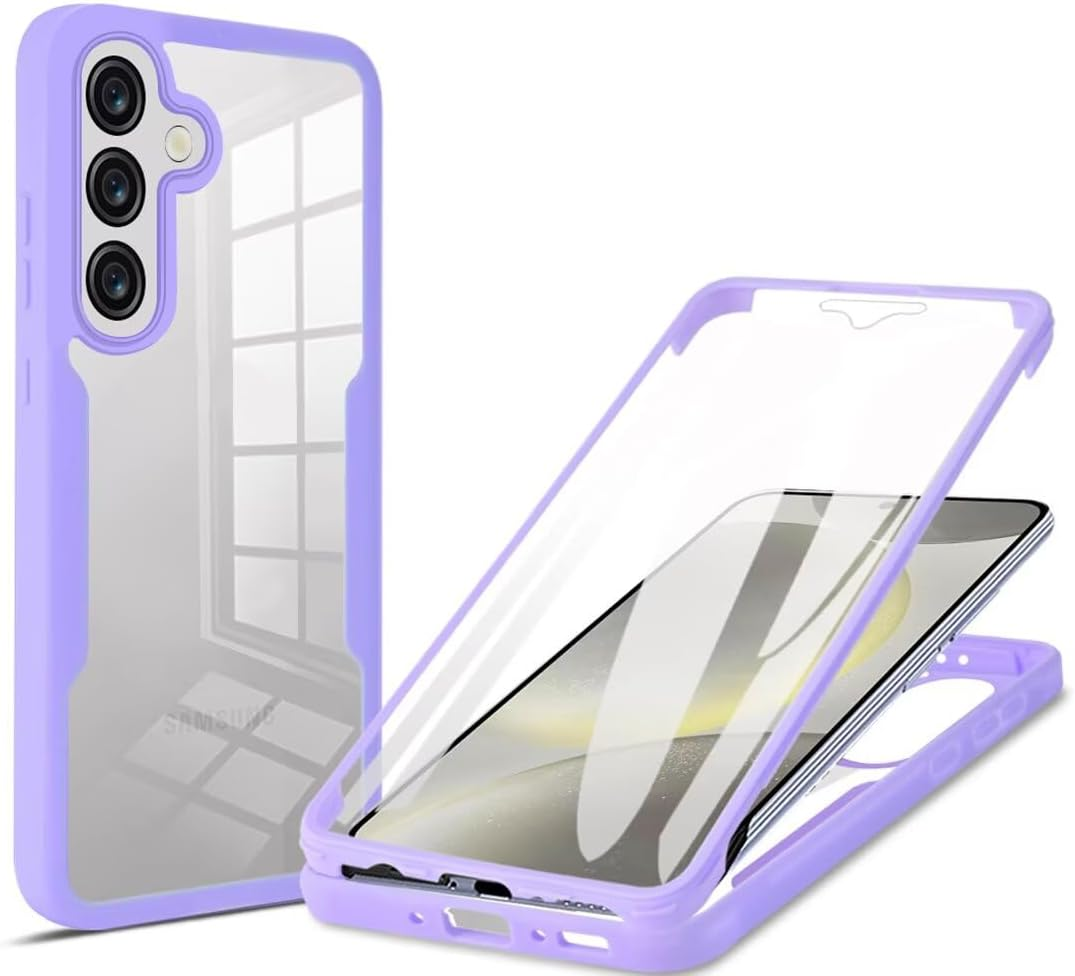 SEAHAI Transparent Case for Vivo V60 Lite 5G/4G, with Built-In Screen Protector, 360&deg; Full Body Armour Silicone TPU Bumper Shockproof Mobile Phone Case Protective Cover - Blue