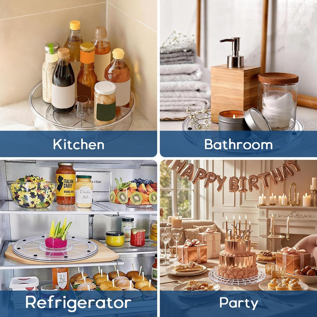 6 Inch Clear Acrylic Lazy Susan Turntable Organizer Ball Bearing Revolving Display Base Kitchen Spice Rack Cake Makeup Table Decorating image number 5