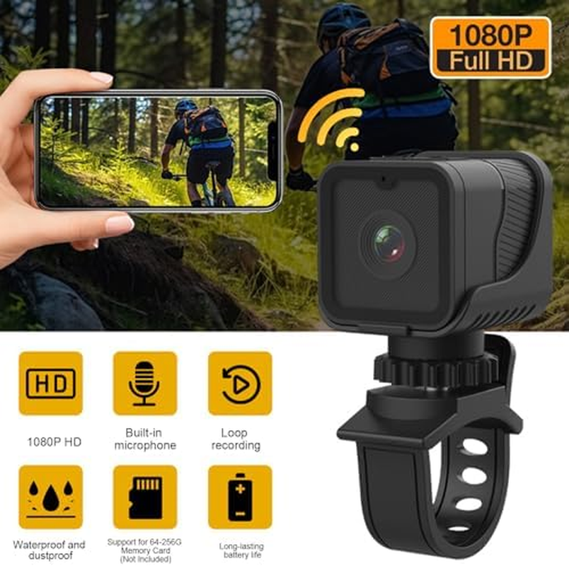 Bike Handlebar Camera, 1080P Waterproof Bicycle Camera Recorder, 120 Degree Wide Angle anti Shake Wifi Outdoor Sports Camera with Loop Recording, for Outdoor Cycling Recorder
