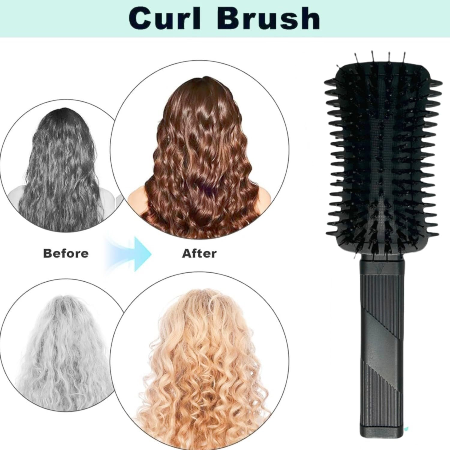 Curl Defining Brush, Curly Hair Brush, Curl Defining Boar Bristle Hair Brush for Detangling, Shaping and Defining Curls (Black) image number 1