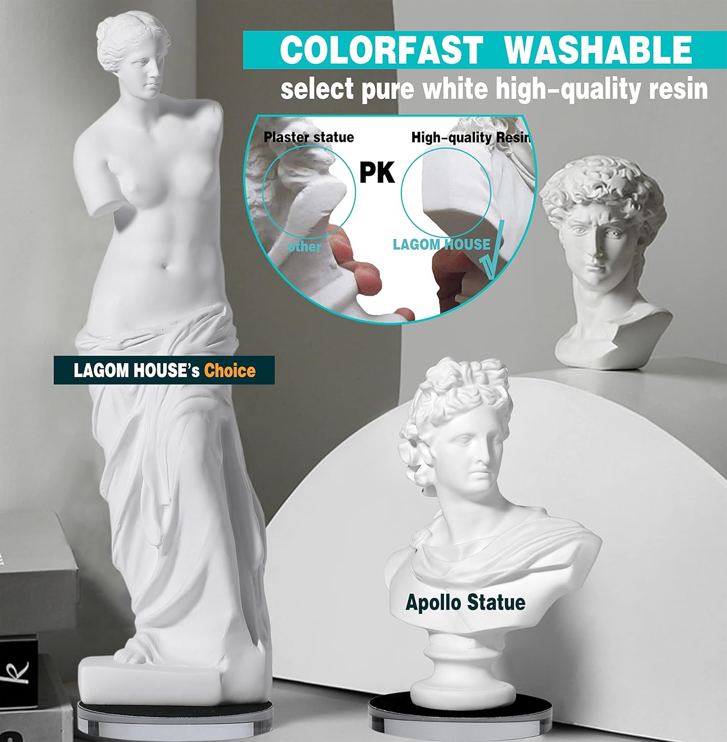 LAGOM HOUSE Ancient Greek Apollo Bust Statue - Roman God Goddess Home Decor (6 Inch)