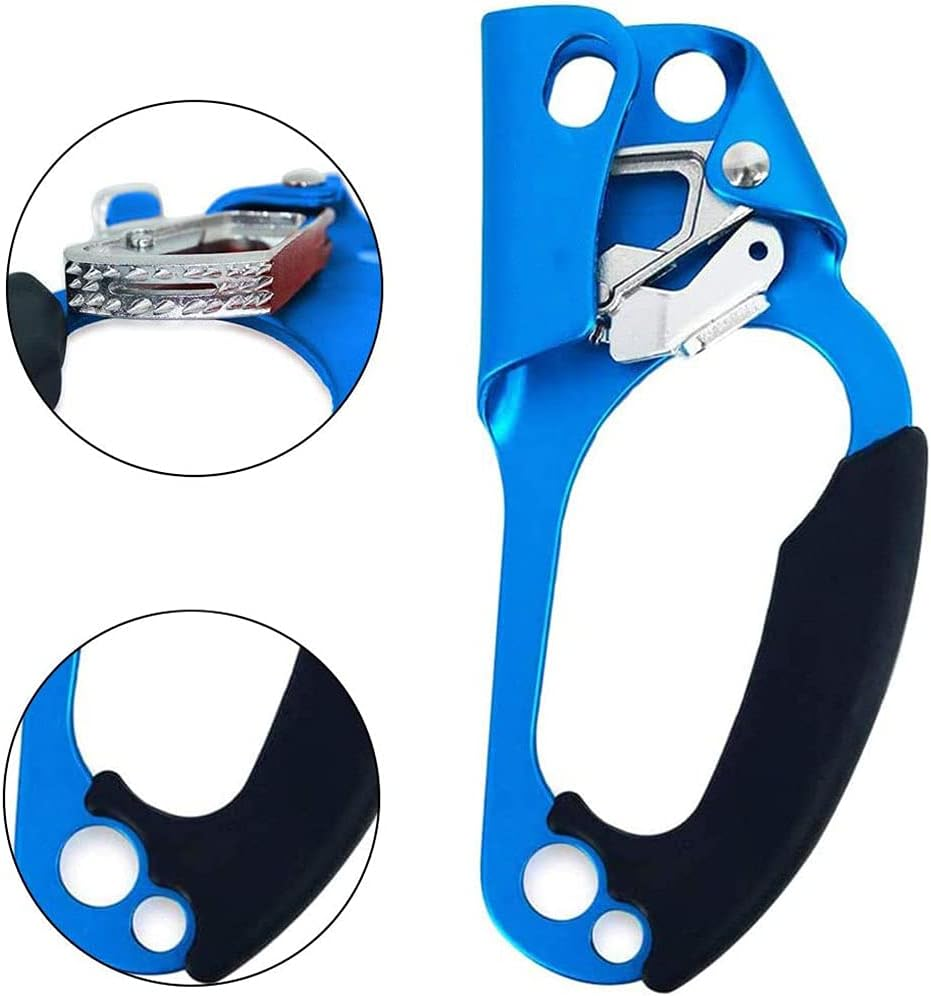 Hand Ascender Rock Climbing Tree Arborist Rappelling Gear Equipment Rope Clamp for 8 12MM Rope-Blue image number 5