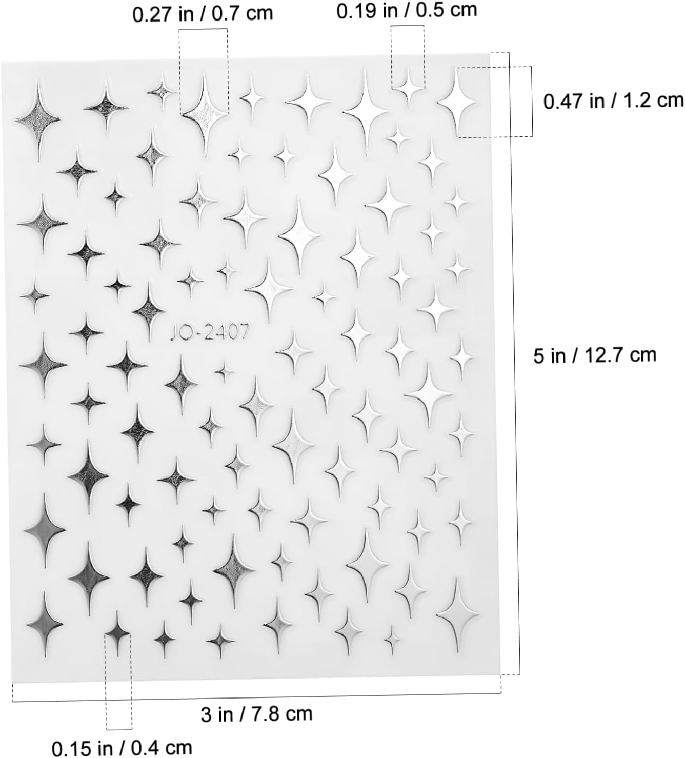 Gogogmee 5 Sheets Nail Art Stickers Silver Stars Moon Nail Stickers Star Decoration Tiny Small for Metal