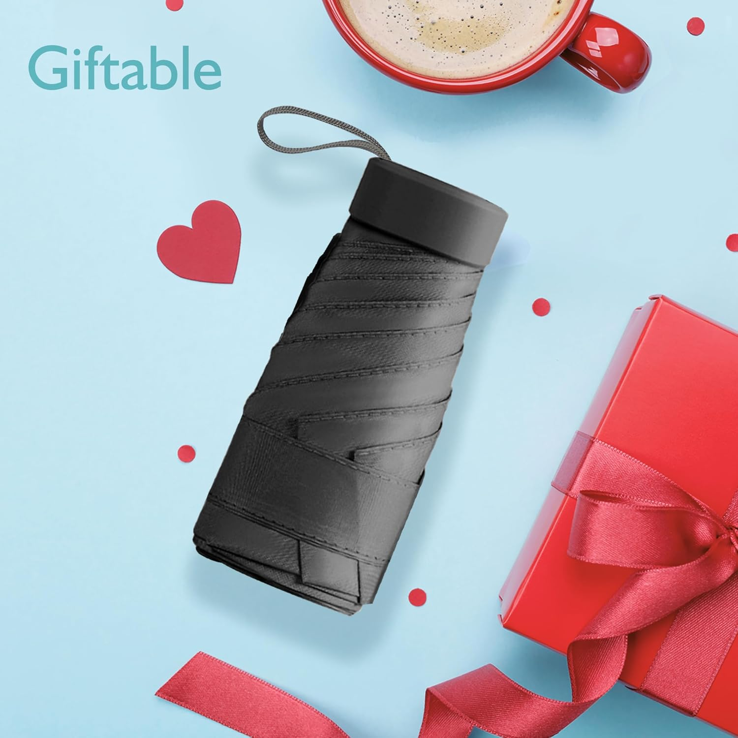 Compact Mini Umbrella for Purse - Lightweight, Pocket-Sized Travel Umbrella with Black UV Coating for Sun Protection, Purple image number 1