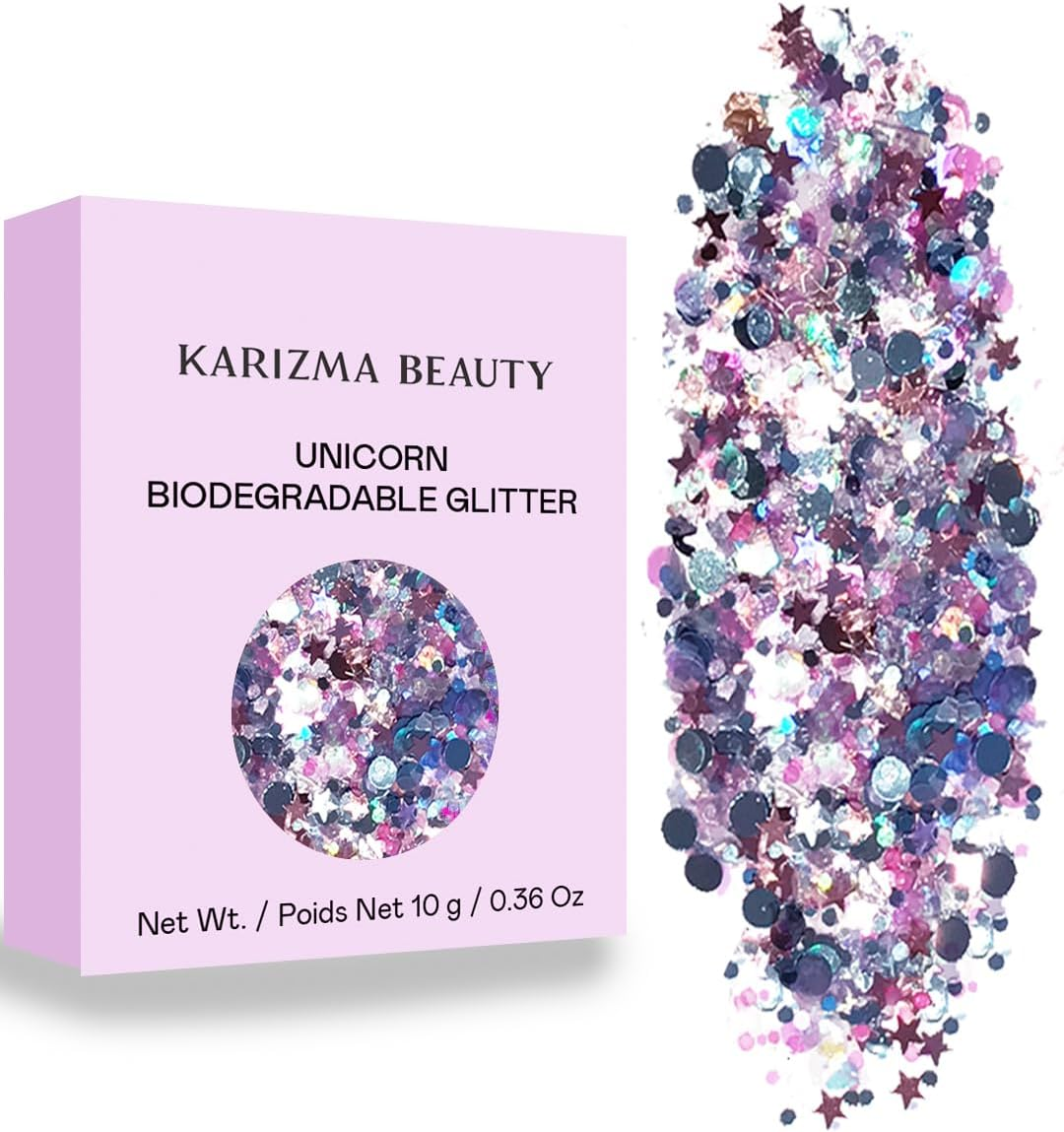 Unicorn Strobe Chunky Glitter // Karizma Beauty for Face and Body Festival Sparkles 10G - Platinum image number 6