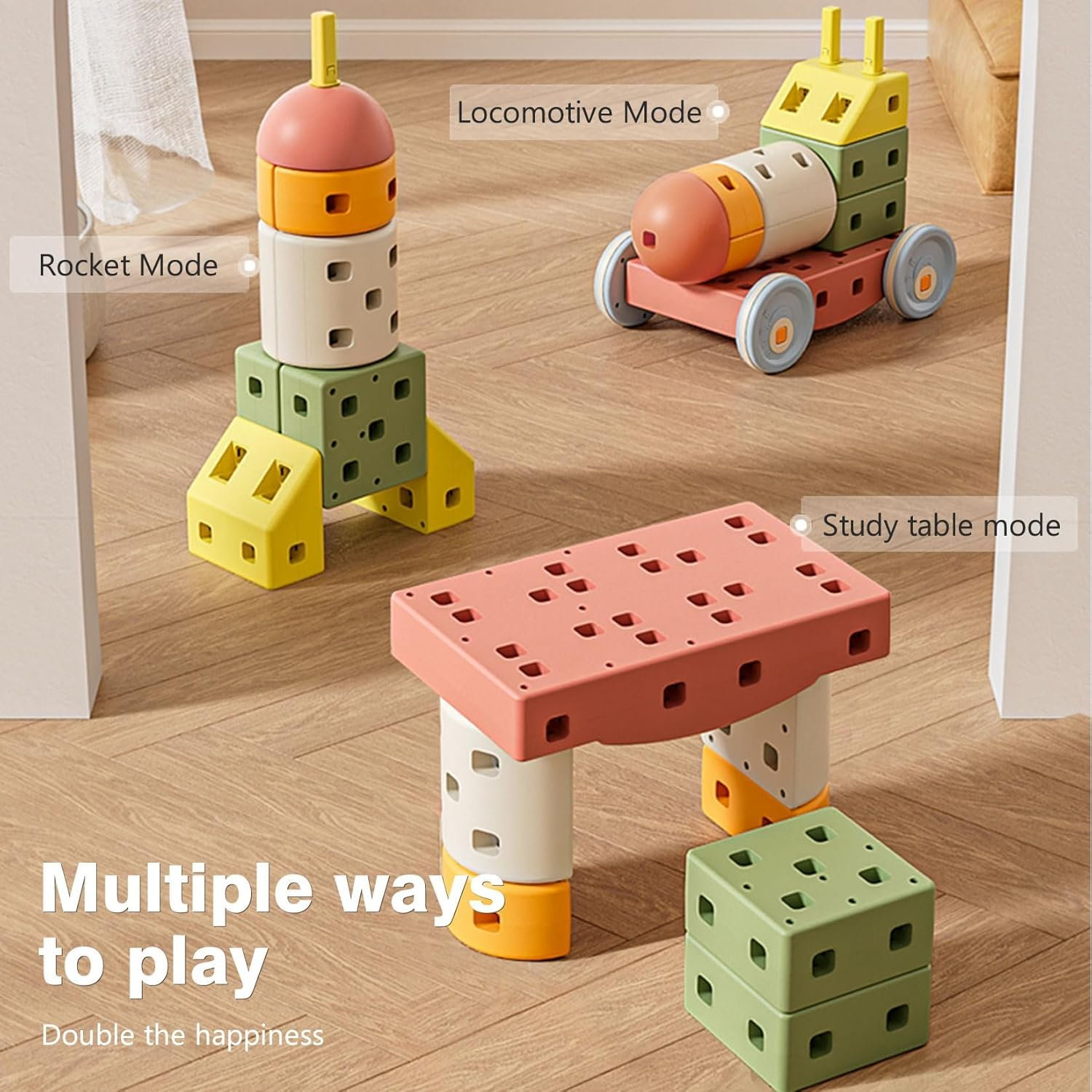Building Blocks Big Size, DIY Jumbo Blocks More Shapes,Build Your Own Toy Cars,Toys Children Boys Girls Ages 1-6+ Year Old image number 1