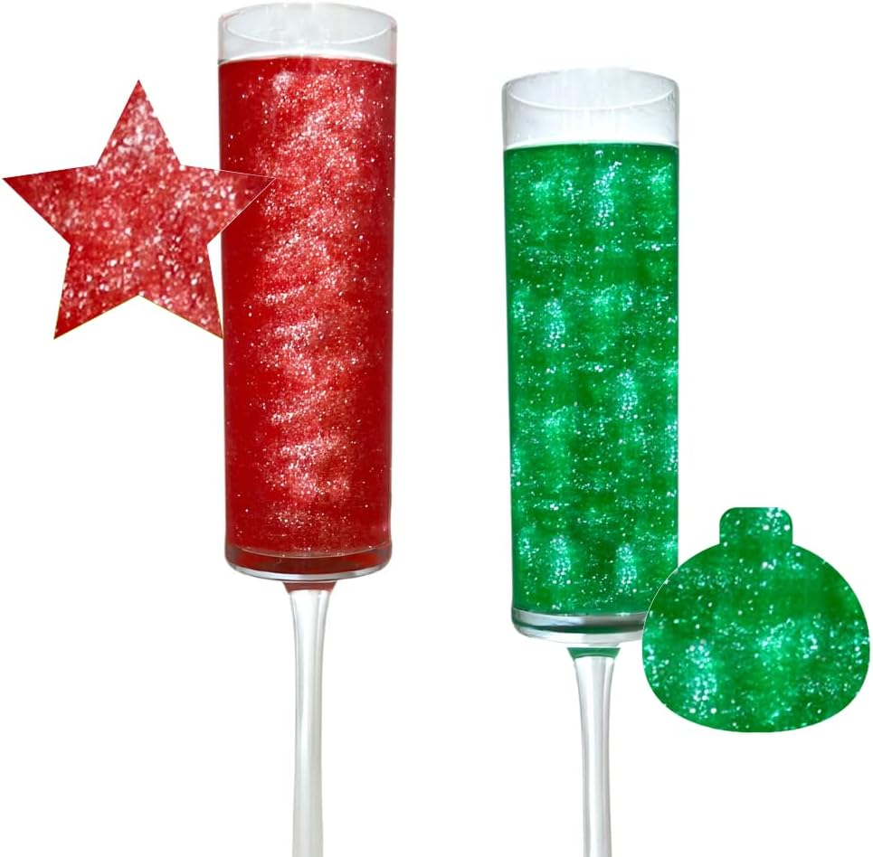 Sip and Shimmer Christmas Drink Glitter &ndash; Drink Glitter for Cocktails, Wine, Champagne, Mocktails &ndash; Food-Grade Cocktail Glitter Made in USA &ndash; Red and Green Christmas, Edible Glitter, Christmas Party