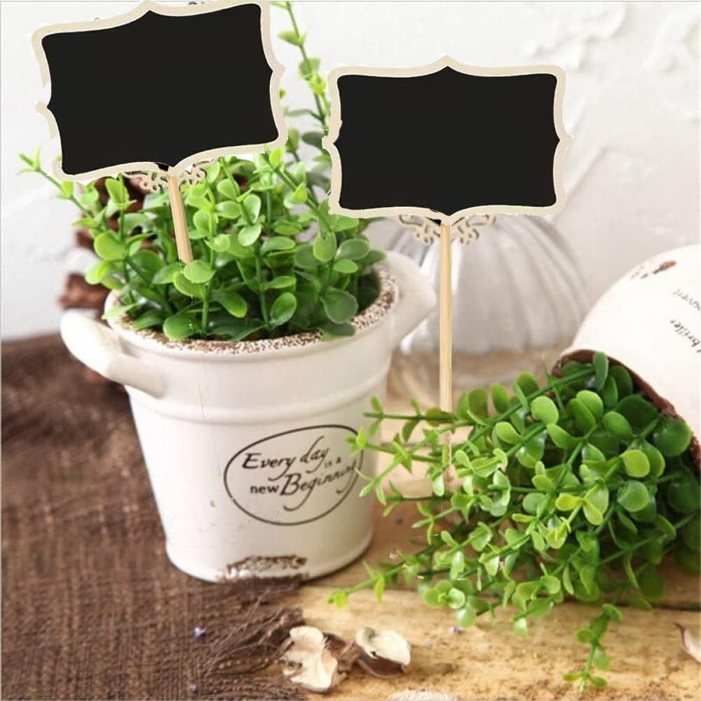 15 PCS Wood Mini Chalkboard Sign and Replacement Stickers, Food Labels for Party Buffet,Blackboard for Message Board Signs,Weddings Place Cards, Birthday Party image number 4