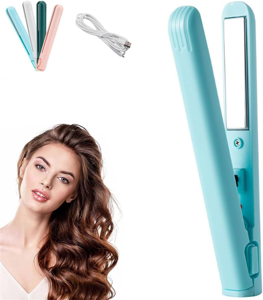 Mini Dual Purpose Curling Iron, 2025 Upgrade Mini Curling Wand and Flat Iron, Curling Iron Hair Straightener Curling Iron, Portable Travel Curling Wand for Short and All Hair Types (Pink)