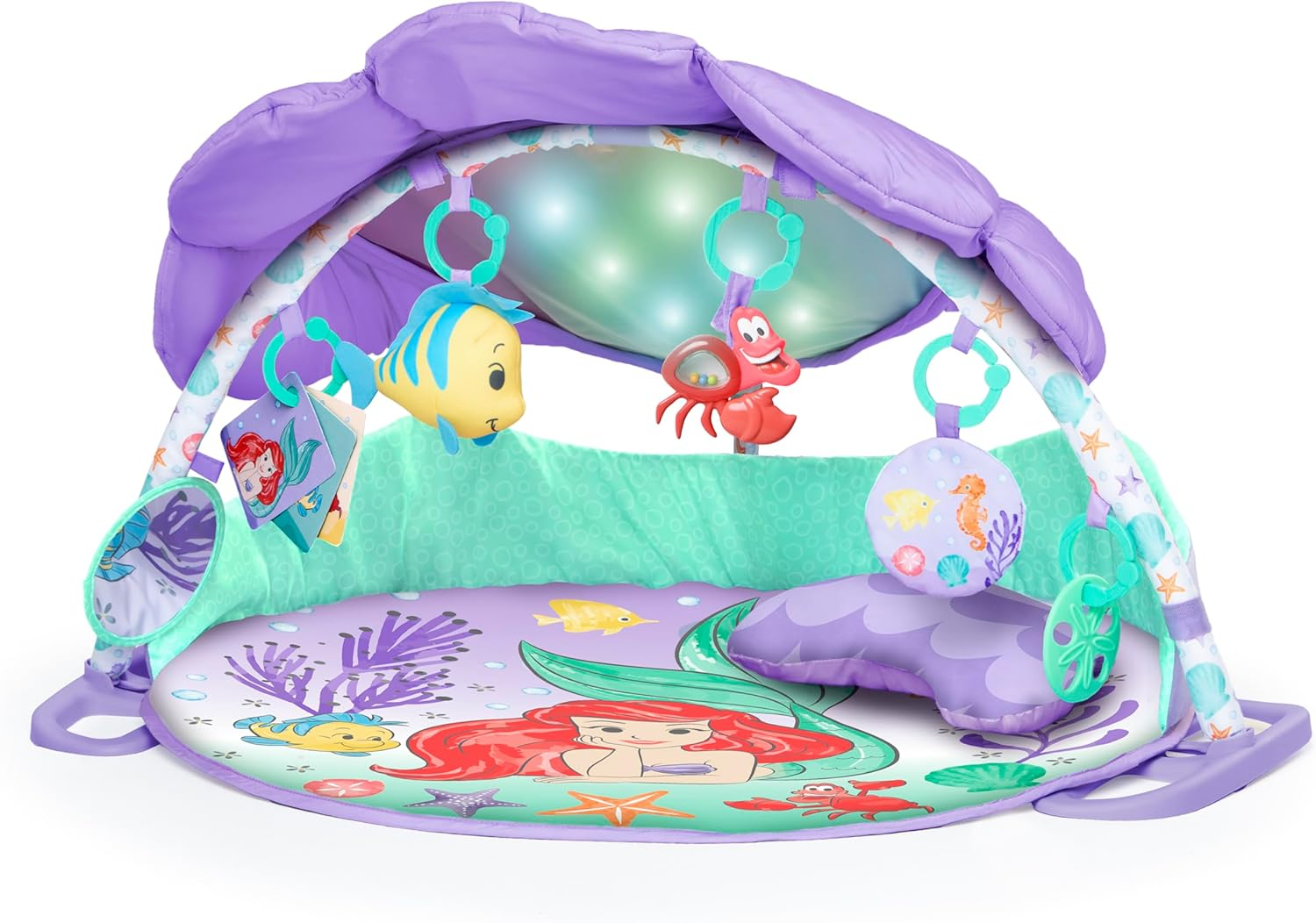 Bright Starts Disney Baby the Little Mermaid Twinkle Trove Light-Up Musical Baby Activity Gym with Tummy Time Pillow, Newborn+ image number 1