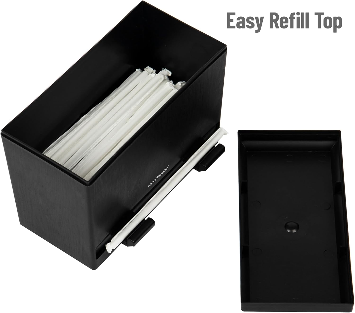 Mind Reader Anchor Collection, One Touch Straw Dispenser, Countertop Organizer, Black 4.5 X 9.25 X 7 image number 6