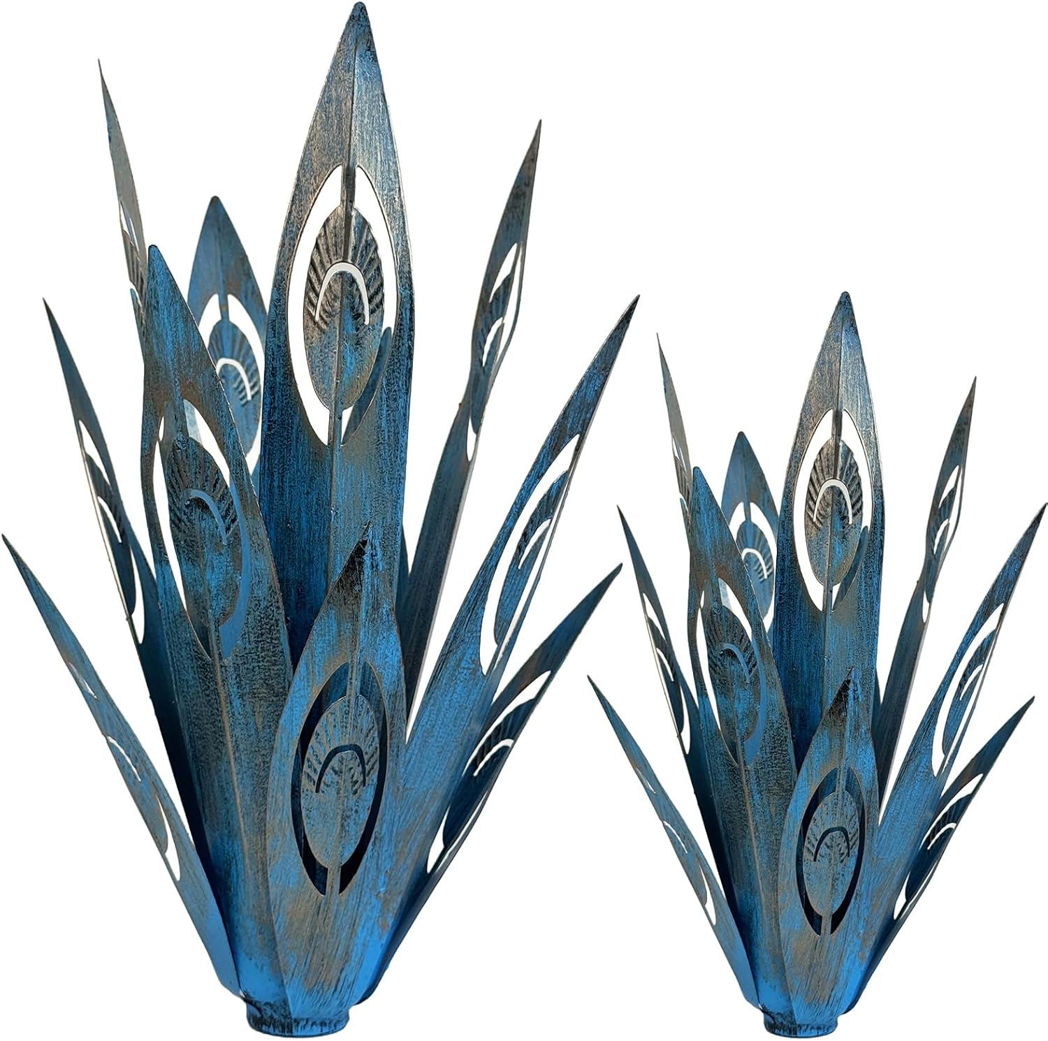 Jesokiibo 2Pcs Tequila Rustic Sculpture DIY Metal Agave Plant Home Decor Rustic Hand Painted Metal Agave Garden Ornaments Outdoor Decor Figurines Home Yard Decorations Stakes Lawn Ornaments