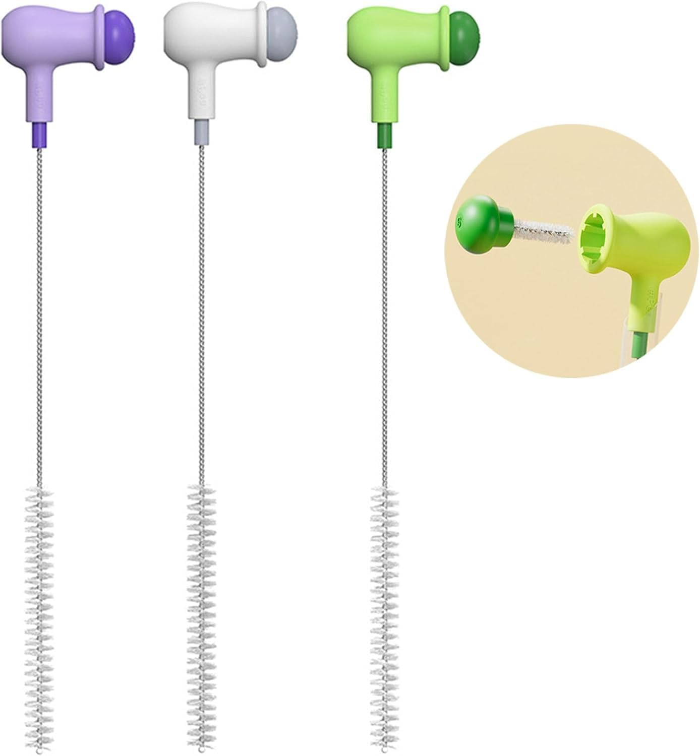 3 Pieces Straw Cleaning Brush, Creative Straw Cleaner Brush, Thin Bottle Brush, Nylon Small Bottle Cleaner Brush, Straw Brushes for Cleaning for Water Bottles Glasses Teapot Spouts Sink image number 4