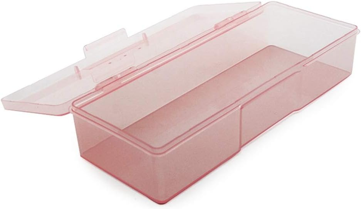 Rolabling Transparent Empty Plastic Nail Storage Box Nail Art Equipment Manicure Tool Storage Case Pink