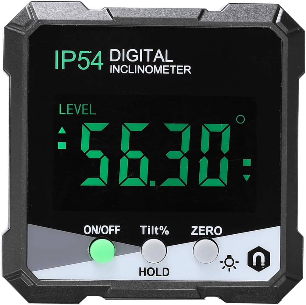 Lancoon Digital Inclinometer, Angle Finder with Bevel Gauge LCD Display Backlight Magnetic Base High Accuracy Waterproof Battery Powered Measuring Tool Plastic for Woodworking Black image number 3