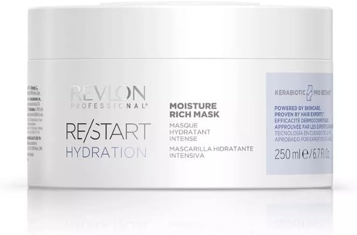REVLON PROFESSIONAL RE/START Hydration Moisture Rich Mask, 250 Ml, Moisturising Hair Mask for Dry Hair, Mask for Long Lasting & Rich Care, Regenerating Hair Treatment against Frizz