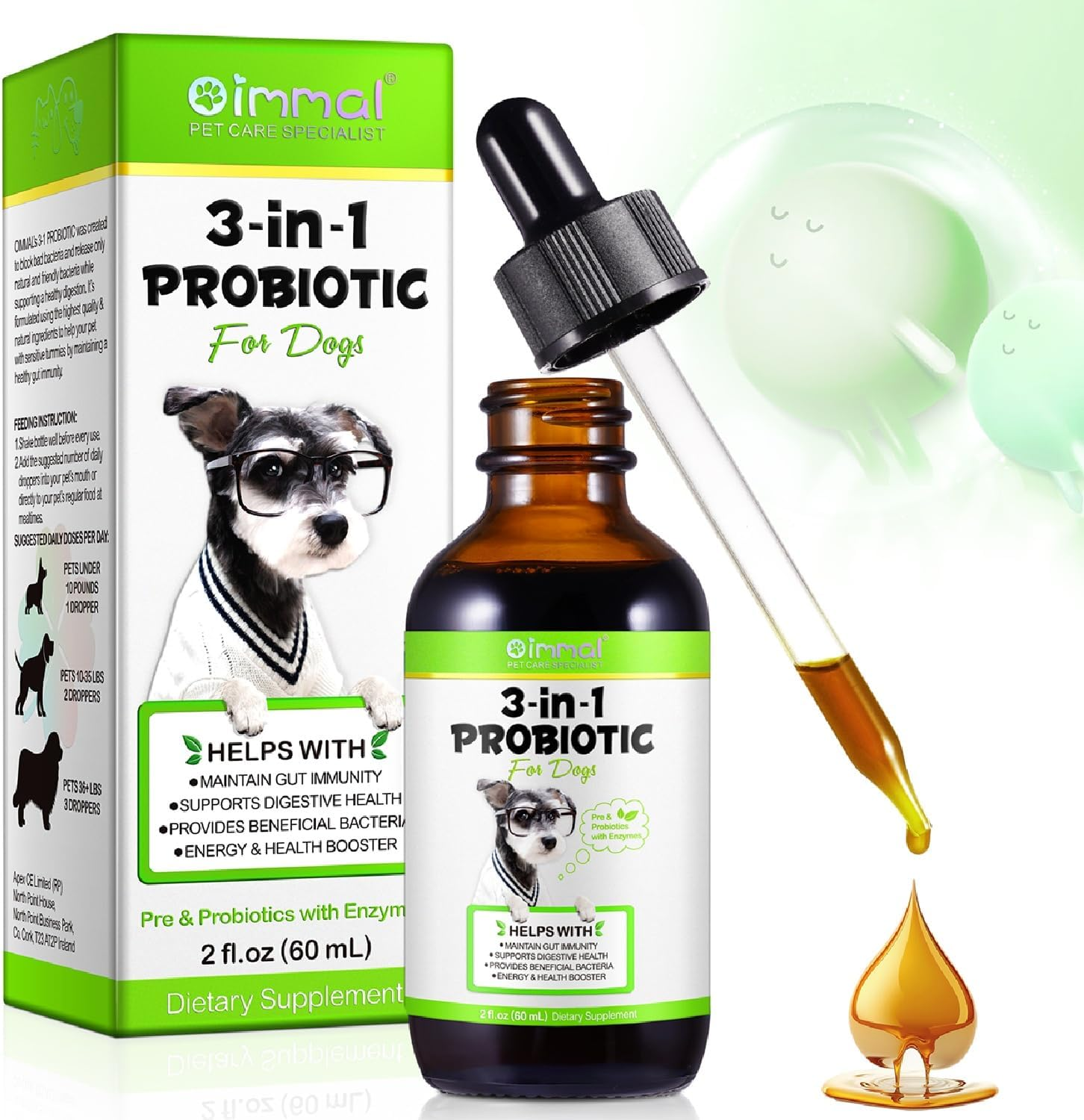 3-In-1 Probiotics for Dogs with Digestive Enzymes & Prebiotics &ndash; Supports Gut Health, Immunity, Diarrhea Relief & Allergies &ndash; Liquid Drops (60Ml) for Puppies & Adults &ndash; Bacon Flavor image number 2