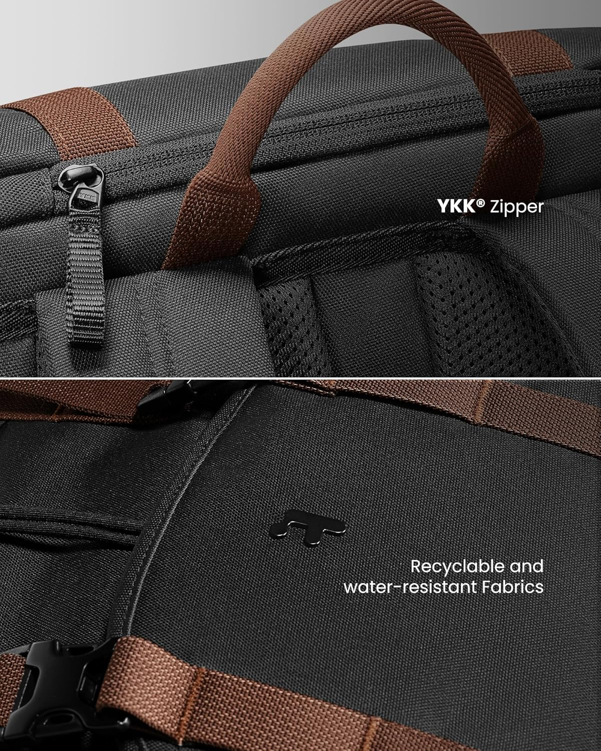 Tomtoc Flap Laptop Backpack, Lightweight, Water-Resistant Casual Daypack, Durable Work-Pack, Vintage Classic Rucksack for 13-15.6 Inch Laptop, Perfect for Campus, Street, 22L Black image number 4