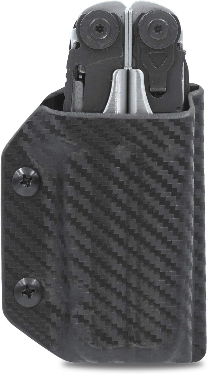 Clip & Carry Kydex Multitool Sheath for LEATHERMAN Surge - Made in USA (Multi-Tool Not Included) EDC Multi Tool Sheath Holder Holster Cover (Carbon Fiber Black) - Black image number 6