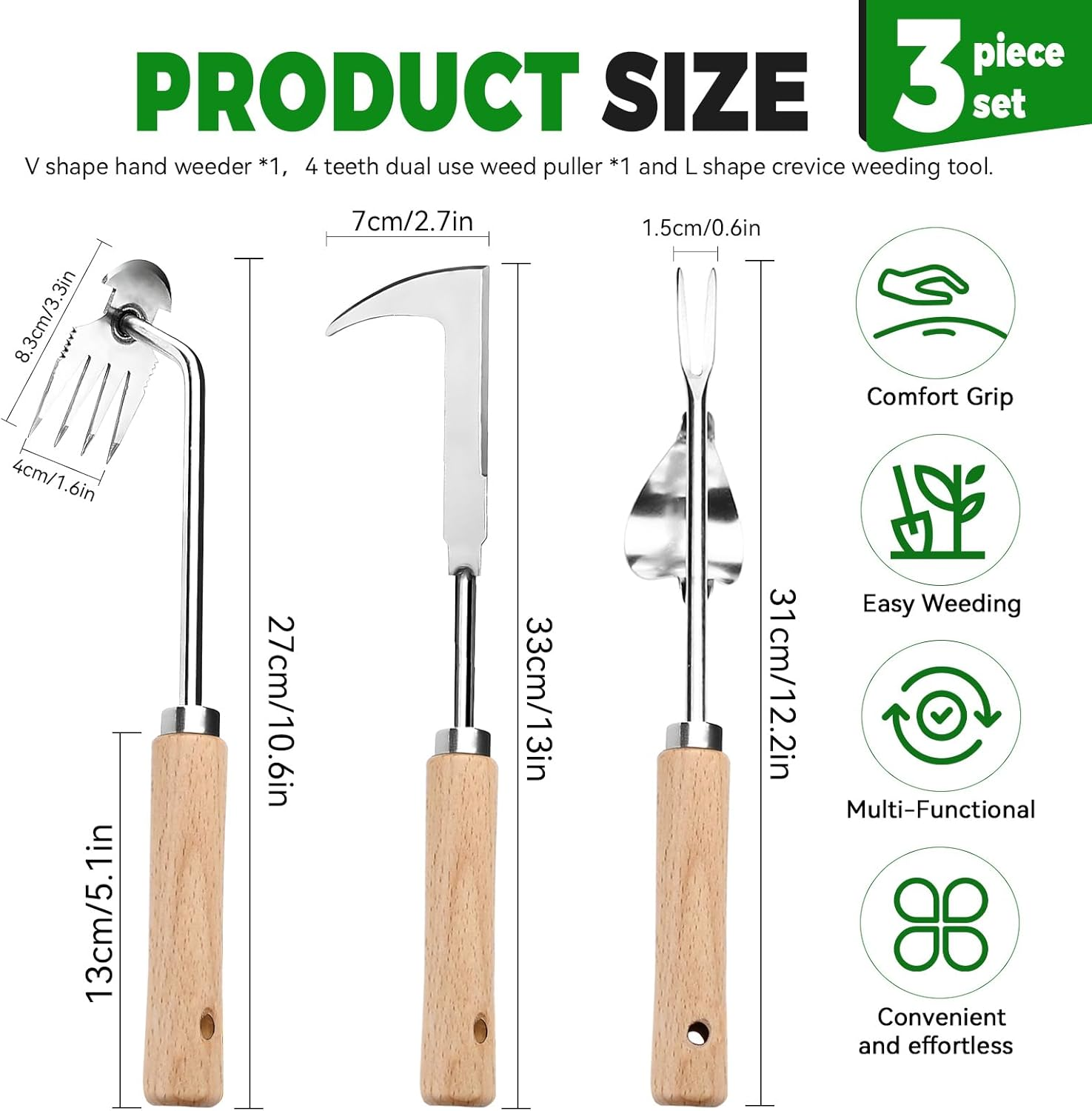 Thickened Stainless Steel Weed Remover Tool, Gardening Hand Tools, Gardening Tools for Men, Garden Tools Set, Weed Accessories image number 6