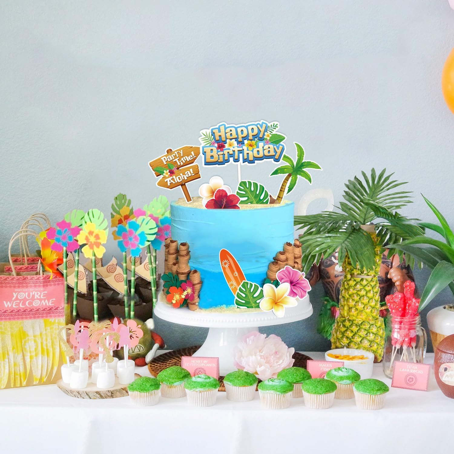 12Pcs Blue Cartoon Cake Decorations,Blue Cake Topper Cartoon Themed Party Decorations for Boys Kids Birthday or Baby Shower Supplies image number 6