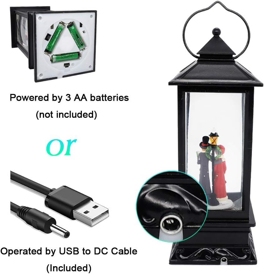 Eldnacele Christmas Musical Snow Globe Lantern Plug in & Battery Operated Glitter Lamp Navitity Scene Lighted Lantern with 6 Hour for Christmas Decoration 12 Inches (Carolers) image number 1