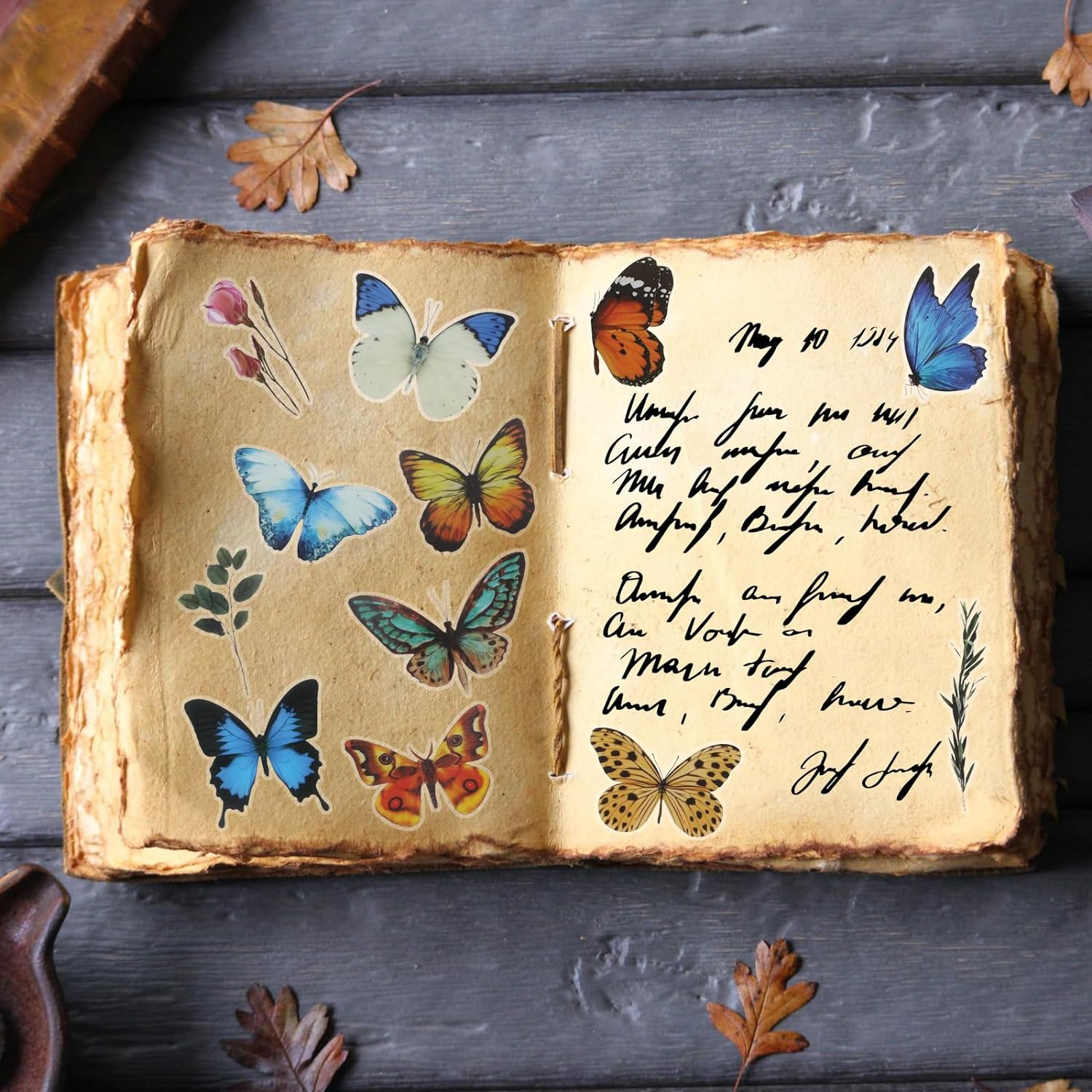 120PCS Aesthetic Scrapbooking Stickers Set, 60 Pcs Butterfly Stickers and 60PCS Flower Stickers for Journal, Laptop, Window, Letters, Card Making, DIY, Wall. image number 1