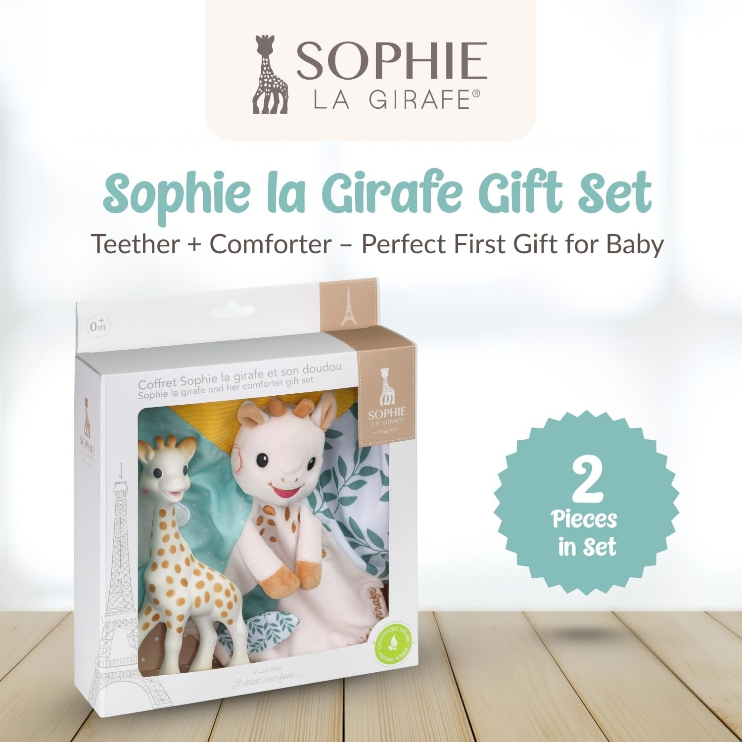 Sophie La Girafe Baby Teether and Comforter Set, Comforter for Kids That Matches Any Bedroom Decor, Teething Toy Made from 100% Natural Rubber, Soft and Lightweight image number 4