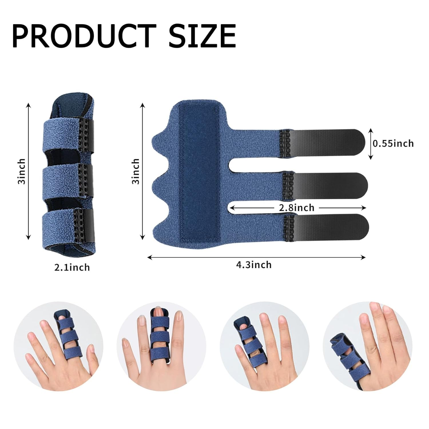 Finger Splint，Trigger Finger Splints Brace， for Broken Finger Support, Knuckle Immobilization & Arthritis Pain Relief (4 Pcs) (Blue) image number 1