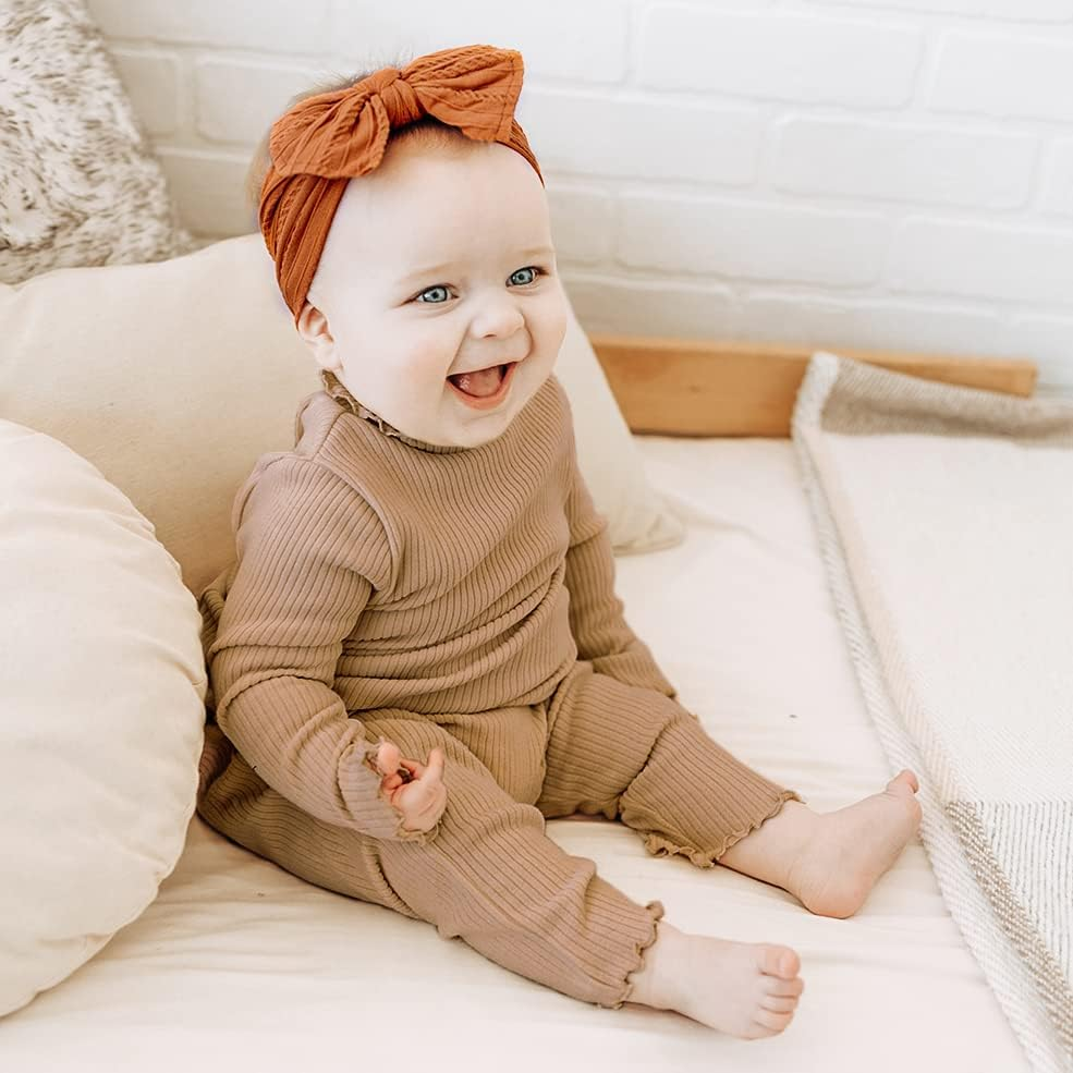 Prohouse 12 Pack Baby Nylon Headbands Hairbands Hair Bow Elastics Handmade Hair Accessories for Baby Girls Newborn Infant Toddlers Kids(Terracotta) image number 6