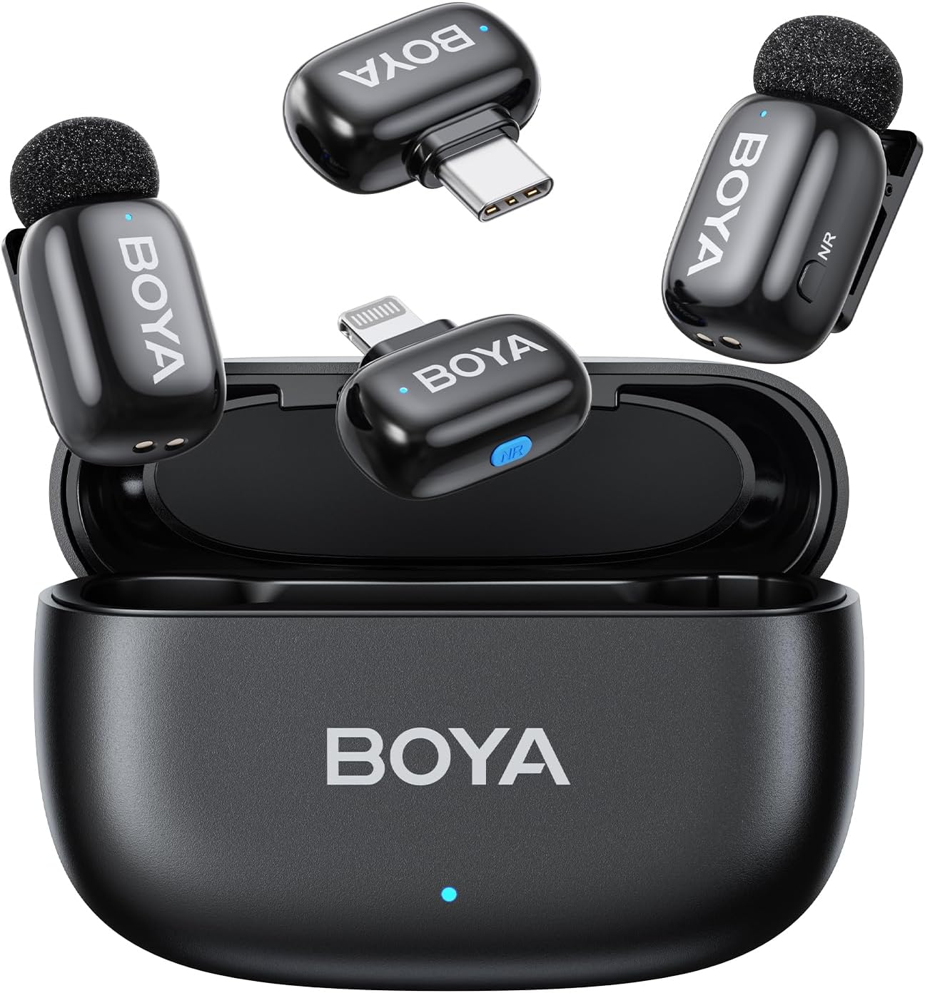 BOYA Mini Wireless Lavalier Microphone for USB-C Iphone 15/16 Android Smartphone/Tablet with Type-C Input, AI Voice Change, Noise Reduce, 30H Battery Life&Charge Case for Youtube Podcast Vlog Tiktok