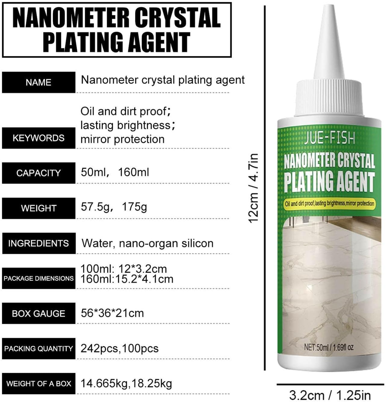 Stone Crystal Plating Agent | Marble Polishing Nano Crystal Liquid | Marble Nano Crystal-Plating Agent, Coating of Stone Nanocrystals | Tile Scratch Repair Brightening Restoration image number 4