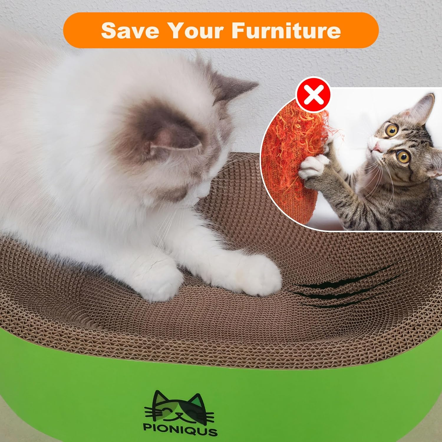 Upgraded Cat Scratcher Cardboard Bed Oval Cat Lounge 42Cm for Indoor Cats, Durable Corrugated Scratch Pad & Nest, Furniture Protector Kitty Scratching Couch image number 1