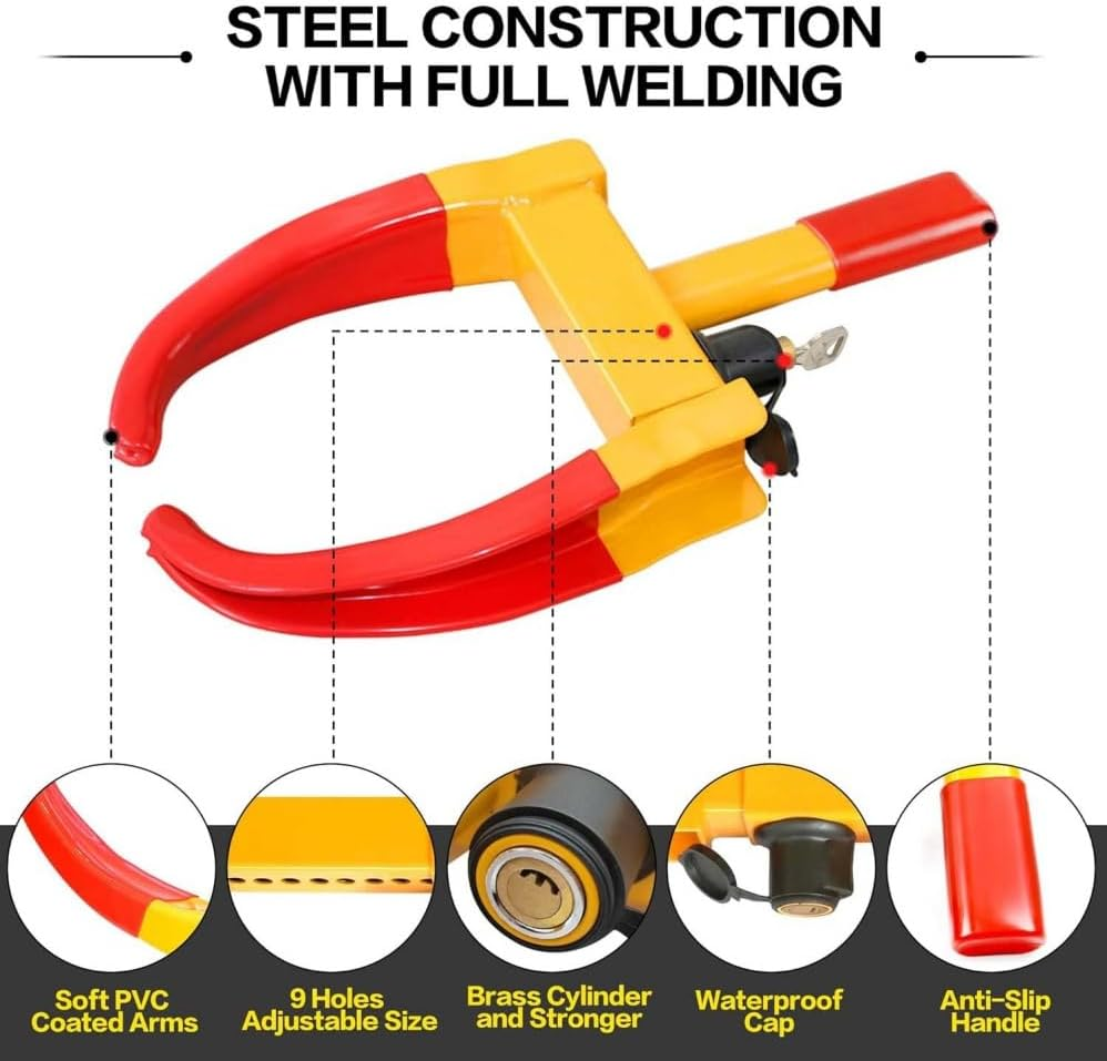 Universal Wheel Lock,Heavy Duty Trailer Lock Wheel Clamp,Universal Security,Adjustable Heavy-Duty Security Tires Anti-Theft Lock,Tire Lock anti Theft for Trailers Golf Cart image number 3