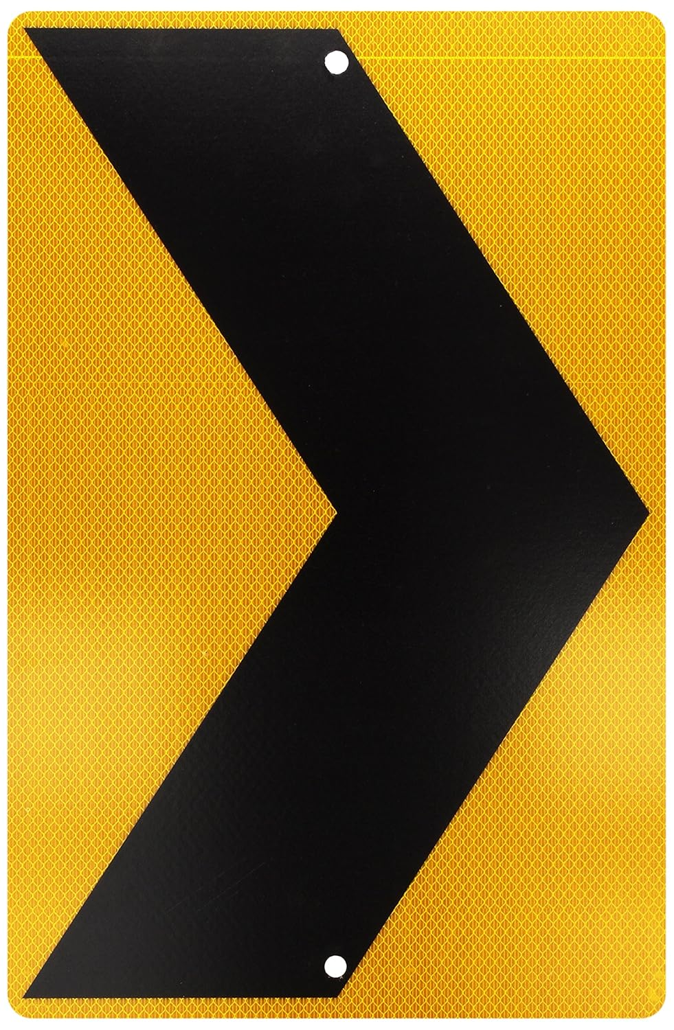 NMC TM161K Chevron Traffic Arrow Sign - 12 In. X 18 In. Heavy Duty Intensity Reflective Aluminum Safety Sign with Black Graphic on Yellow Base