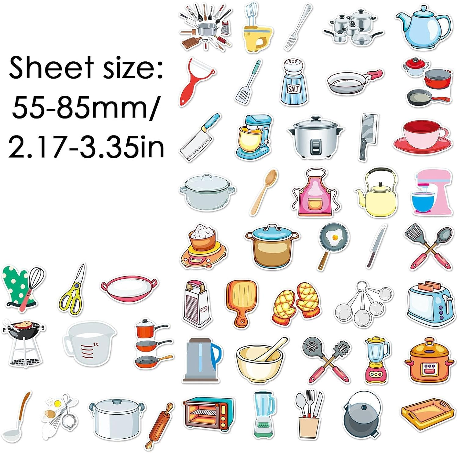 Kitchen Utensil Wall Stickers - Waterproof Cartoon Kitchen Stickers - Kitchenware Decals for Kitchen Dining Baking Room Restaurant, Computer image number 3