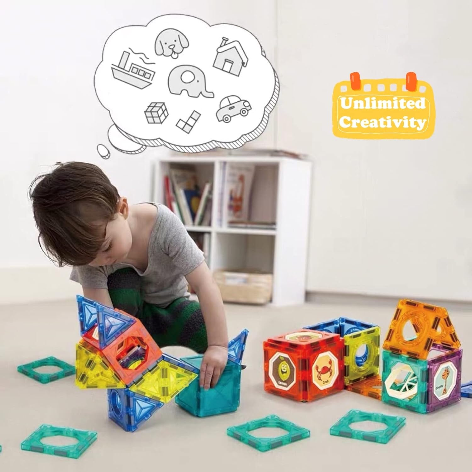 BINZKBB Light Magnetic Tiles Building Blocks for Kids,3D Clear Educational STEM Building Toys,Magnetic Marble Run Blocks Toys for Kids Ages 3 4 5 6 7 8 10+Year Old Boys Girls Creative Gift(110 PCS) image number 6