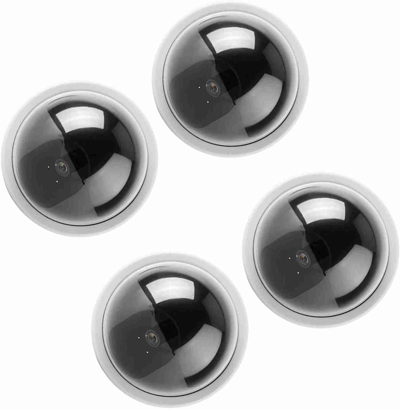 4Pcs Dome Simulation Camera, CCTV Dummy Security Camera, with Flashing Led Light, Realistic Shape for Home Hotel Supermarket Office Security (White) - Black image number 3