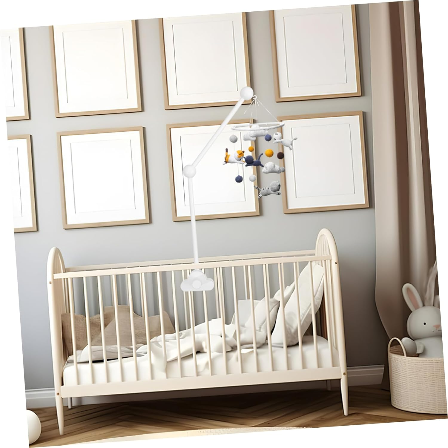Bed Bell Bracket Musical Mobile Arm for Crib Sturdy Wooden Stand Cloud Base Easy Assembly image number 5