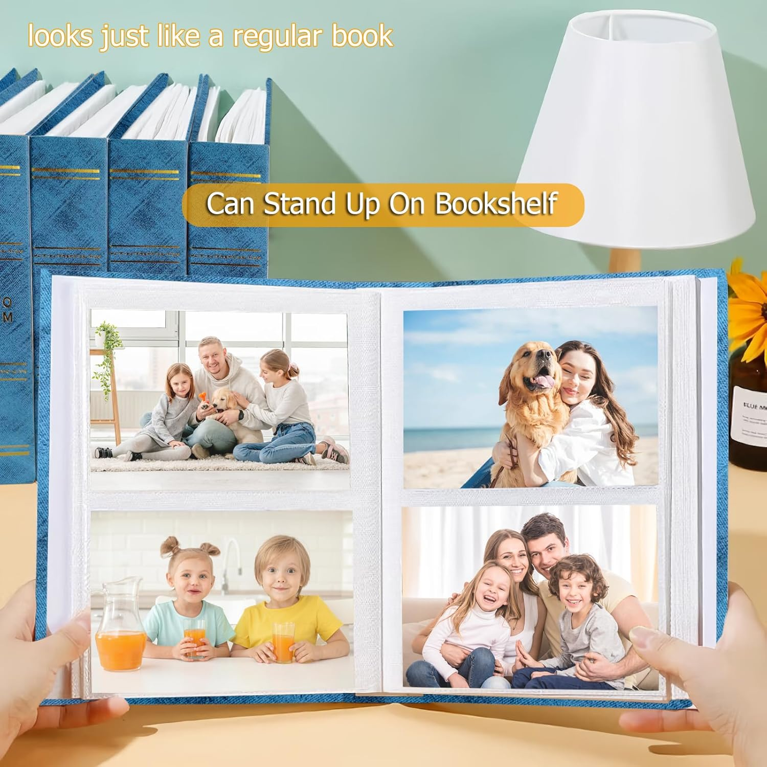 ​4X6 Photo Album with 200 Pockets - Memory Book for Baby, Wedding, Anniversary & Travel, Blue Cover​ image number 3