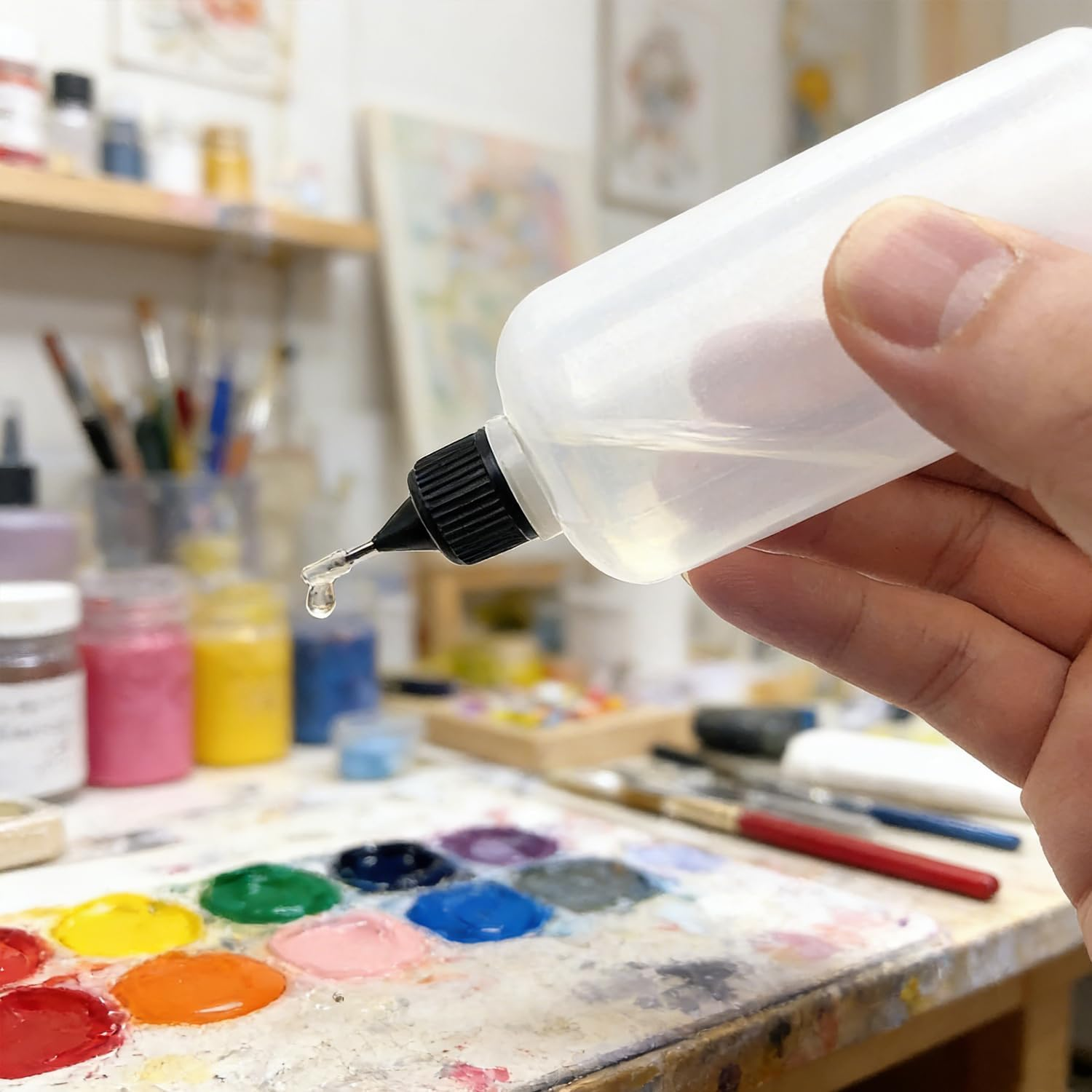 5 Pcs Needle Tip Bottle,4 Ounce Precision Glue Applicator Bottlesfor with 2 Mini Funnels for Crafts, Art, Resin, Slime, Diy(Multicolor Lids) image number 2